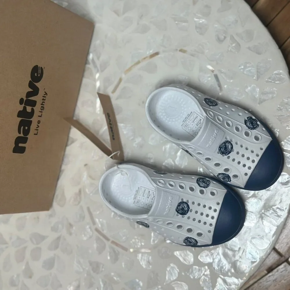 Native Jefferson “Frontier Scribble Dots”  Slip-On Water Shoes Toddler C5 White